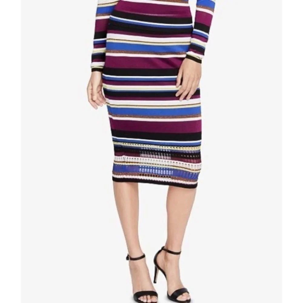 Rachel Roy - Victorian Violet Stripe Multicolour Pencil Skirt